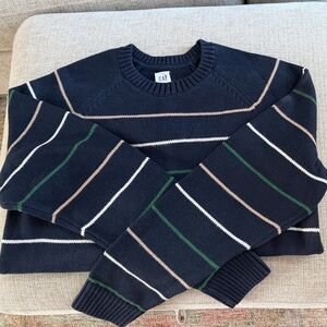 GAP Men's Crewneck Sweater - Navy with Stripes